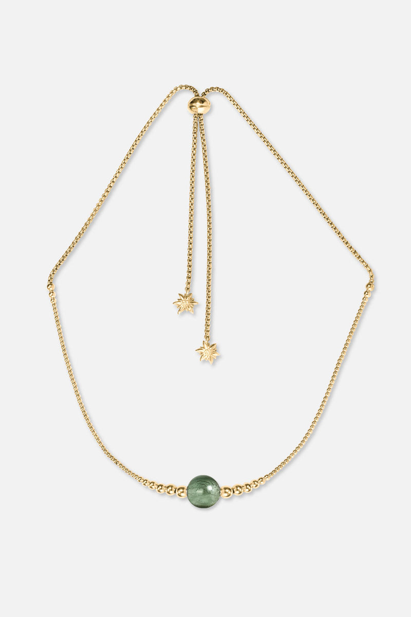 Collier interchangeable Swiss made - Collection Edelweiss Melanie Oesch - Collier couleur acier doré et Lien Murano Tahiti