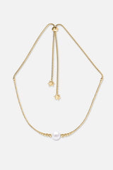 Collier interchangeable Swiss made - Collection Edelweiss Melanie Oesch - Collier couleur acier doré et Lien Perle de culture