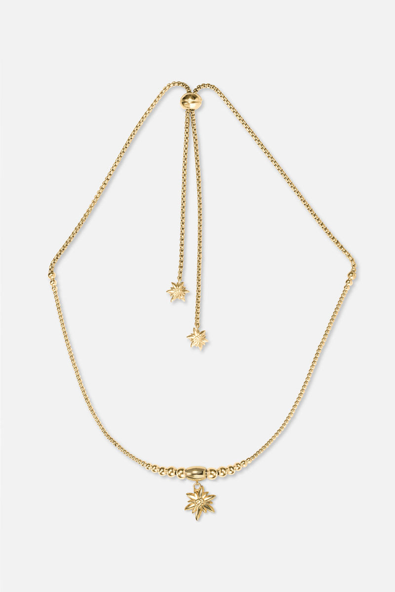 Collier interchangeable Swiss made - Collection Edelweiss Melanie Oesch - Collier couleur acier doré avec perles de culture et Lien Edelweiss