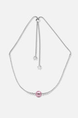 Collier interchangeable Swiss made - Collection Edelweiss Melanie Oesch - Collier couleur acier et Lien murano pourpre light