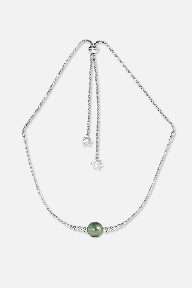 Collier interchangeable Swiss made - Collection Edelweiss Melanie Oesch - Collier couleur acier et Lien Murano Tahiti