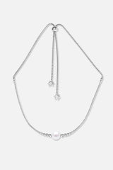 Collier interchangeable Swiss made - Collection Edelweiss Melanie Oesch - Collier couleur acier et Lien Perle de culture