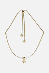 Collier interchangeable Swiss made - Collection Edelweiss Melanie Oesch - Collier couleur acier doré avec perles de culture et Lien Edelweiss