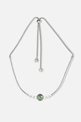 Collier interchangeable Swiss made - Collection Edelweiss Melanie Oesch - Collier couleur acier doré avec perles de culture et Lien Murano Tahiti