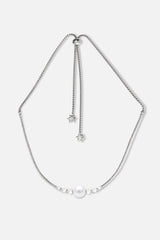 Collier interchangeable Swiss made - Collection Edelweiss Melanie Oesch - Collier couleur acier avec perles de culture et Lien Perle de culture