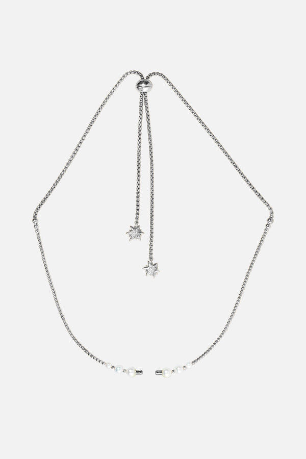 Collier interchangeable Swiss made - Collection Edelweiss Melanie Oesch - Collier couleur acier naturel et perles de culture