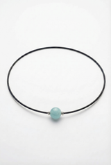 Collier Noir Absolu - Classique - Lien Aigue-marine