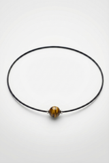 Collier Noir Absolu - Classique - Lien Oeil de tigre