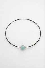 Collier Noir Absolu - Diamants - Lien Aigue-marine