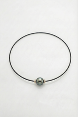 Collier Noir Absolu - Diamants - Lien Perle de Tahiti