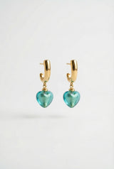 Boucles d'oreilles Iris - Coeur Murano lagune