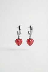Boucles d'oreilles Iris - Coeur Murano rouge