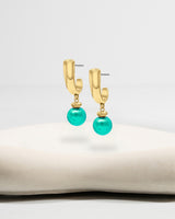 Liliflo_Bijoux interchangeable Swiss made_Boucles d'oreilles Iris en couleur acier doré avec un lien murano caraïbe