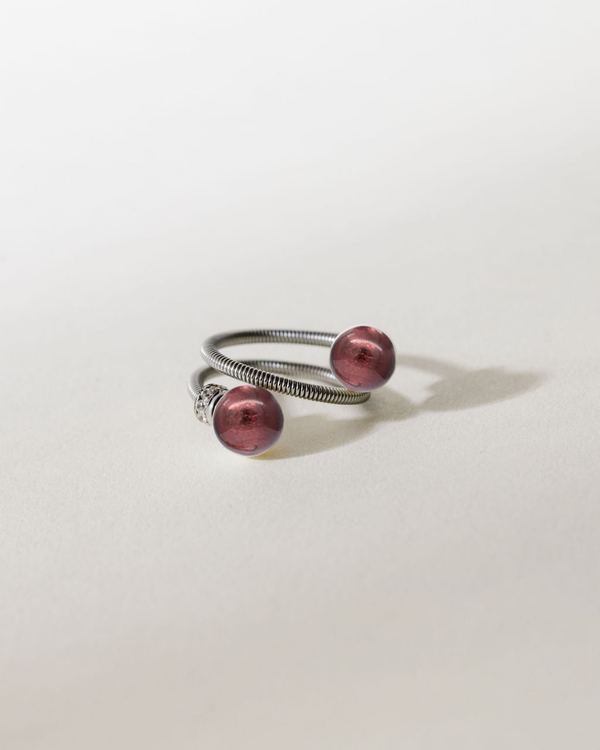 Bague diamant femme Swiss made avec Murano Pourpre