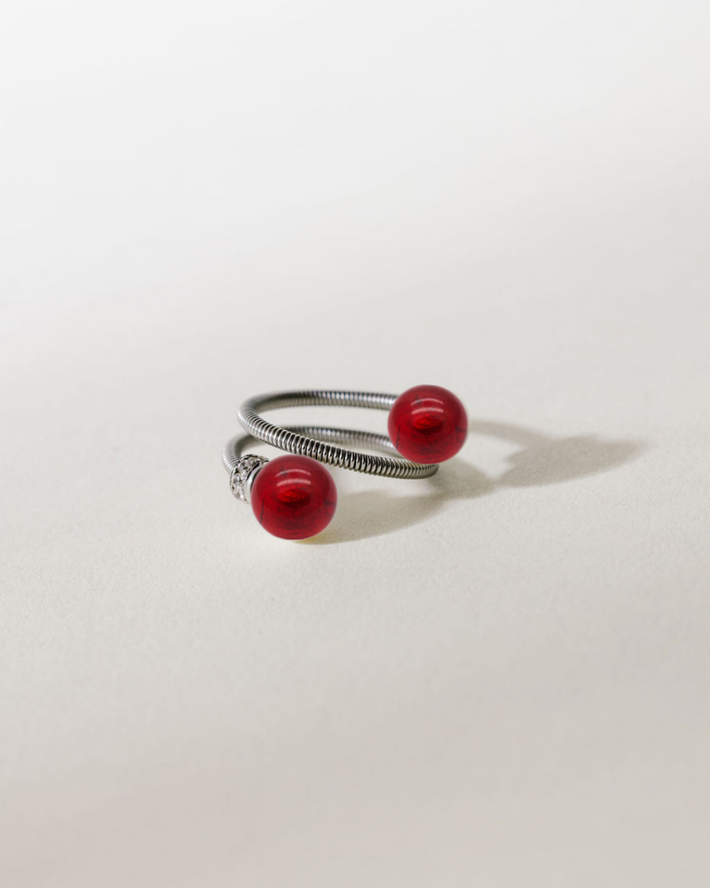 Bague diamant femme Swiss made avec Murano Rouge