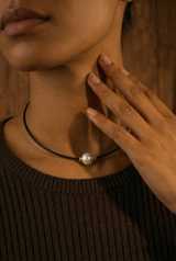 Collier Noir Absolu - Classique - Perle Cumingii blanche