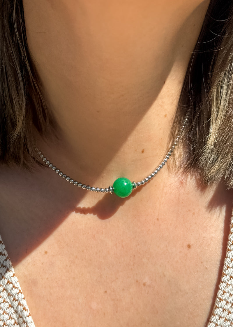 Liliflo, marque de bijoux Suisse : Collier 
 interchangeable Tango Naturel - pierre semi-précieuse  Jade de Malaisie