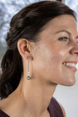 Liliflo - Boucles d'oreilles pendantes interchangeable Swiss made - Collection Edelweiss Melanie Oesch - Pendantes couleur acier et Lien murano tahiti