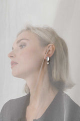 Liliflo_Bijoux interchangeable Swiss made_Boucles d'oreilles Giorgia en couleur acier avec un lien murano cristal