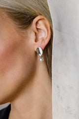 Liliflo_Bijoux interchangeable Swiss made_Boucles d'oreilles Giorgia en couleur acier avec un lien murano cristal