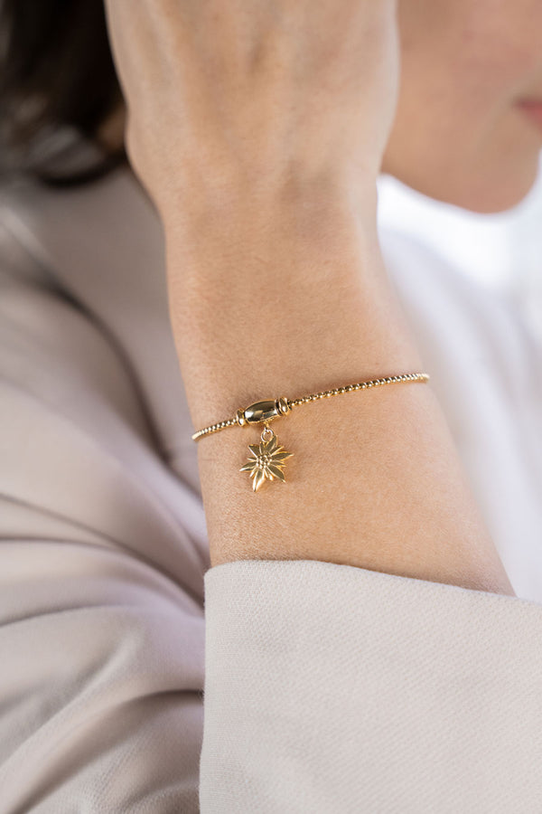 Liliflo - Bracelet Milonga interchangeable Swiss made - Collection Edelweiss Melanie Oesch - couleur acier doré et Lien Edelweiss