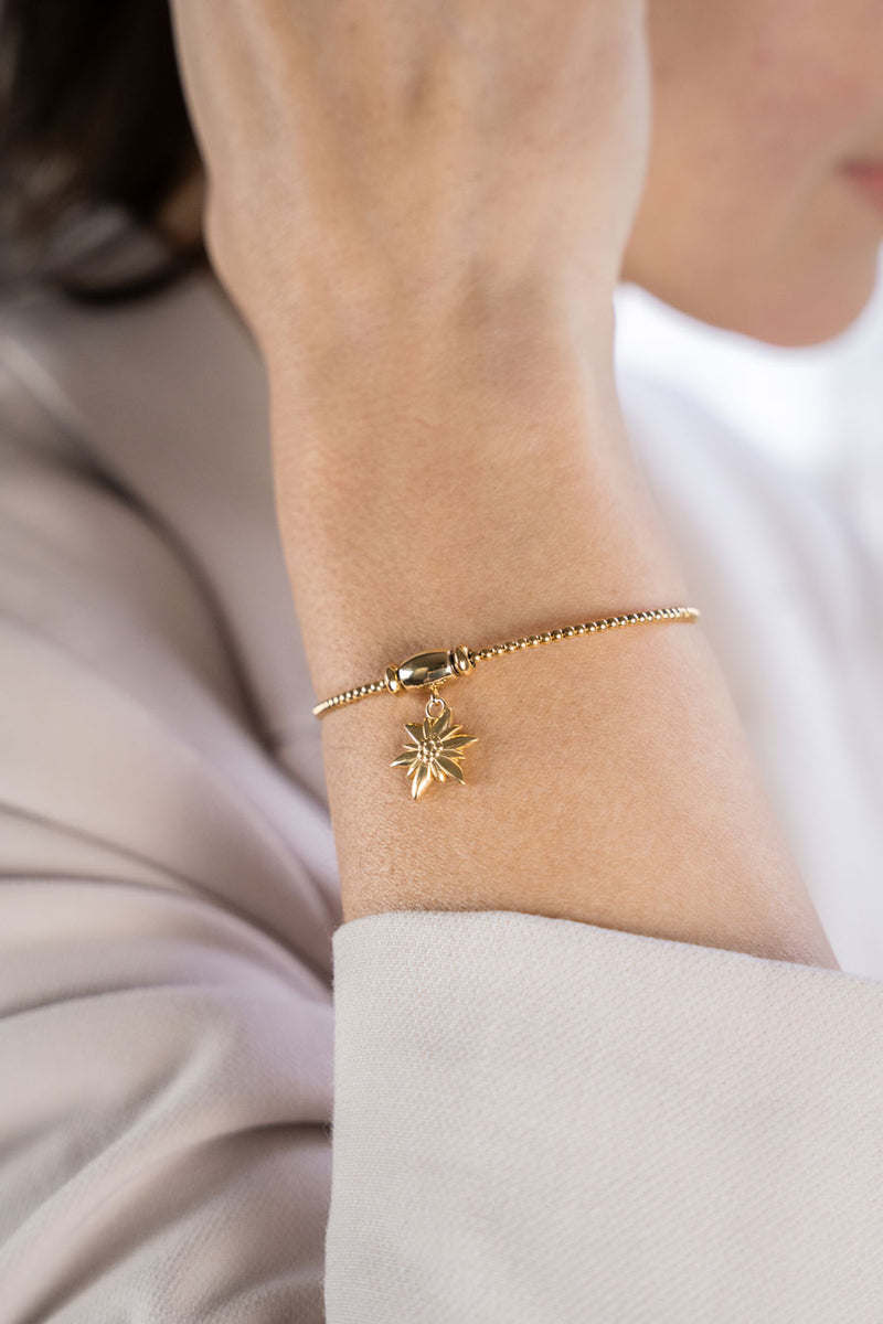 Liliflo - Bracelet Milonga interchangeable Swiss made - Collection Edelweiss Melanie Oesch - couleur acier doré et Lien Edelweiss
