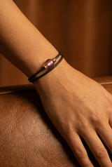 Bracelet Noir Absolu - Classique - Lien Murano Pourpre light