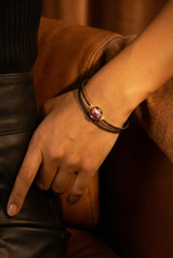 Bracelet Noir Absolu - Classique - Lien Murano Pourpre light