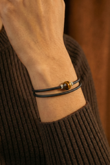Bracelet Noir Absolu - Diamants - Lien Oeil de tigre