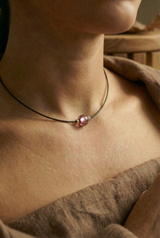 Collier Noir Absolu - Classique - Lien Murano Pourpre light