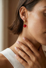 Boucles d'oreilles Iris - Coeur Murano rouge
