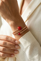 Bracelet Tango - Coeur Murano rouge