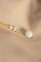 Liliflo - Boucles d'oreilles pendantes interchangeable Swiss made - Collection Edelweiss Melanie Oesch - Pendantes couleur acier doré et Lien perle de culture