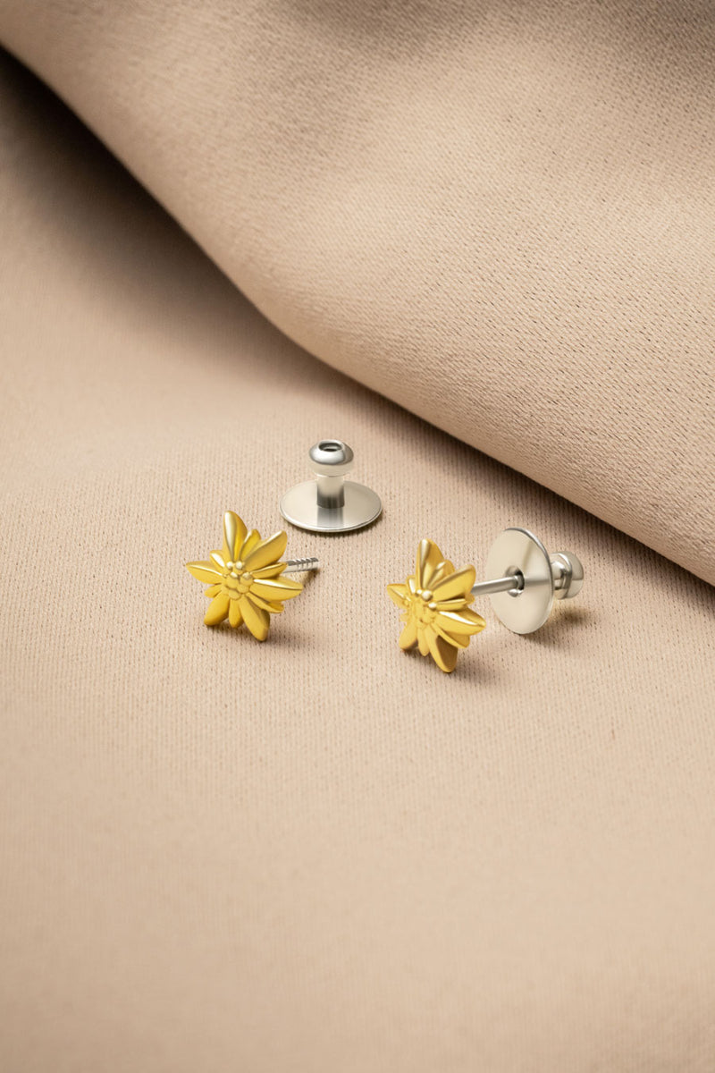 Liliflo - Clous d'oreilles interchangeable Swiss made - Collection Edelweiss Melanie Oesch - Couleur acier doré