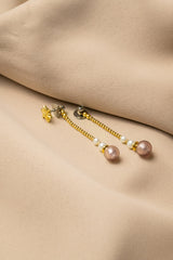 Liliflo - Boucles d'oreilles pendantes interchangeable Swiss made - Collection Edelweiss Melanie Oesch - Pendantes couleur acier doré et Lien interchangeable pourpre light