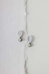Liliflo_Bijoux interchangeable Swiss made_Boucles d'oreilles Giorgia en couleur acier avec un lien murano tahiti