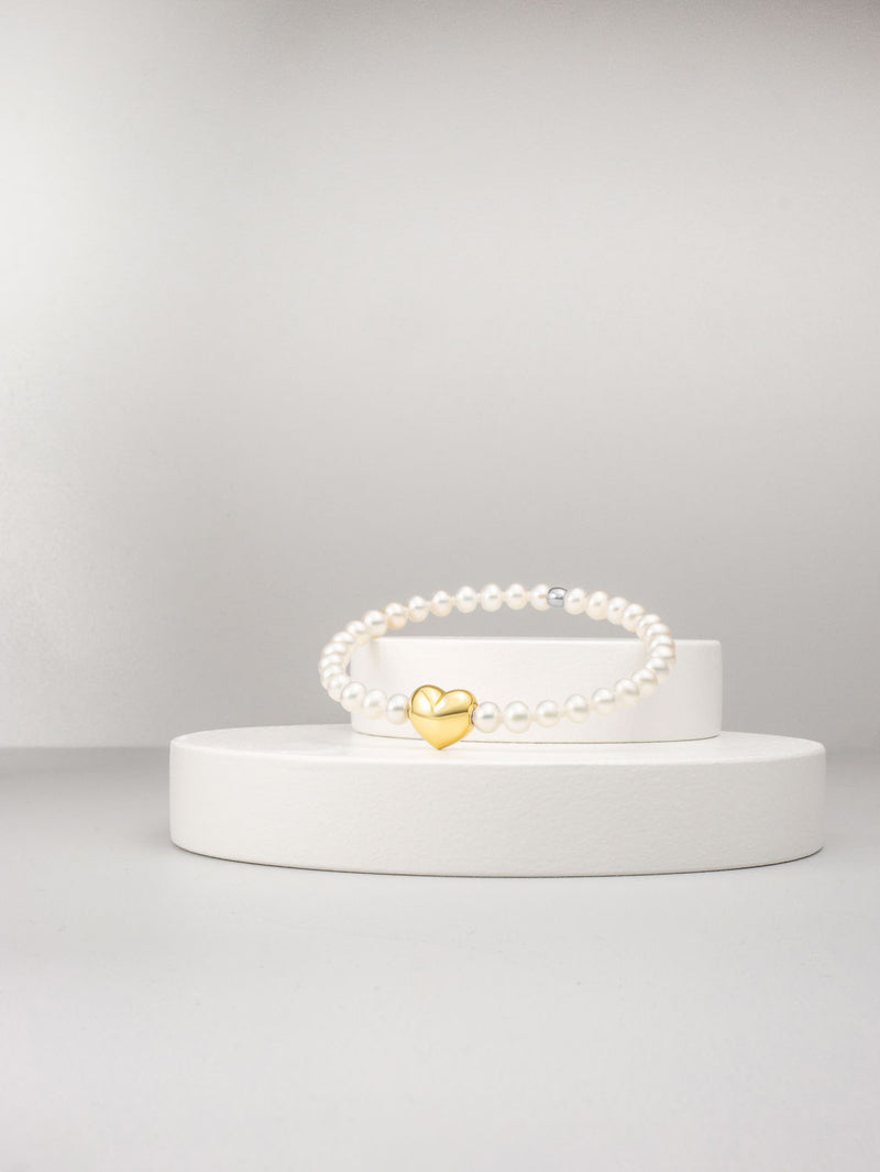 Liliflo - Bracelet femme en perle de Cumingii et Lien interchangeable Coeur en couleur acier doré