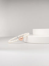 Liliflo - Bracelet femme en perle de Cumingii et Lien interchangeable Coeur en couleur acier rosé