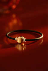Bracelet Noir Absolu - Diamants - Lien Illusion