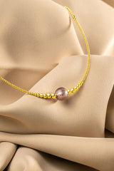 Collier interchangeable Swiss made - Collection Edelweiss Melanie Oesch - Collier couleur acier doré et Lien murano pourpre light
