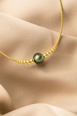 Collier interchangeable Swiss made - Collection Edelweiss Melanie Oesch - Collier couleur acier doré et Lien Murano Tahiti