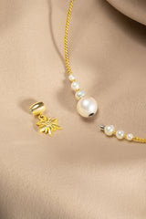 Collier interchangeable Swiss made - Collection Edelweiss Melanie Oesch - Collier couleur acier doré et perles de culture
