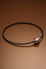 Collier Noir Absolu - Classique - Lien Murano Pourpre light
