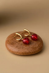 Boucles d'oreilles Iris - Coeur Murano rouge