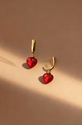 Boucles d'oreilles Iris - Coeur Murano rouge