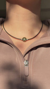 Collier Noir Absolu - Diamants - Lien Murano Tahiti