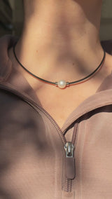 Collier Noir Absolu - Classique - Perle Cumingii blanche